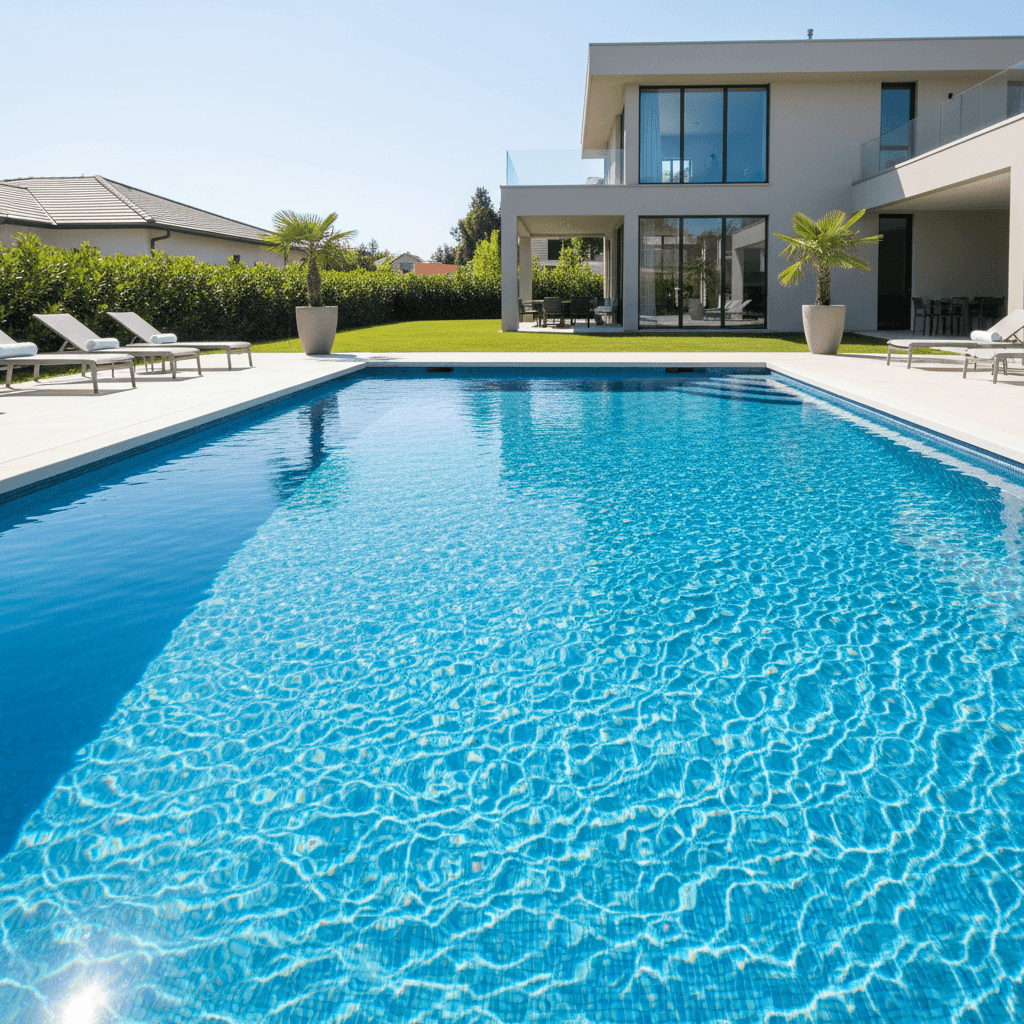 Crystal clear residential swimming pool
